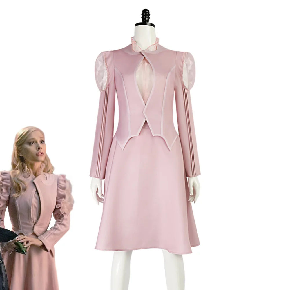 

Wicked Glinda‌ Puff Sleeve Dress Pink Cosplay Costume Movie Character Halloween Costume Party Clothing for Adult Women