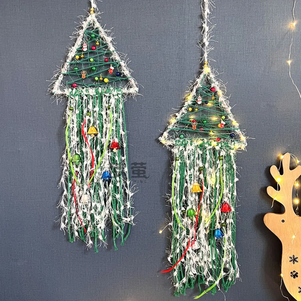 Christmas Tree Green Dream Catchers Triangle Wind Chimes Bell Pendant Home Decoration Charm Wall Ornament New Year Gifts