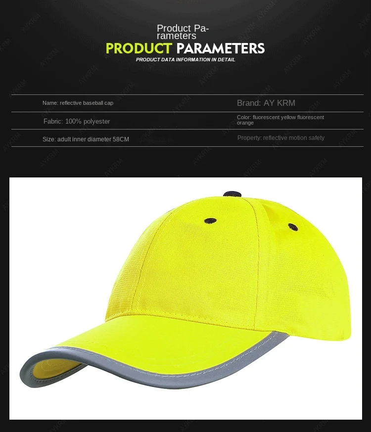 Männer Frauen Limette reflektierende Baseball mützen Warn schutz Hüte für die Arbeit Nacht im Freien Reiten Laufen ausgehend – Detail 4