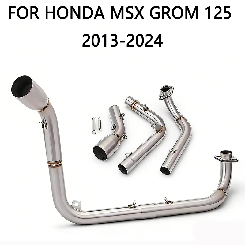 Motorcycle Exhaust Header Link Pipe Slip-On Black / Silvery Muffler Pipe For Honda MSX Grom 125 2013-2024  MSX125 Grom125 Escape
