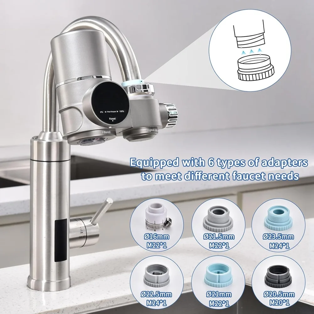 เครื่องกรองน้ํา Faucet, เครื่องกรองน้ําจอแสดงผล LED เพื่อลดสารตะกั่ว, คลอรีนและโลหะหนัก, เครื่องกรองน้ําอ่างล้างจาน-LITE