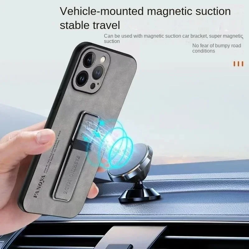 Luxury Business Man Phone Case for OnePlus 13 12 Nord 4 fold bracket stand Sheepskin Leather All-inclusive Lens Back Cover image 4