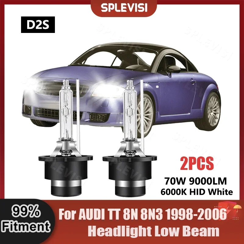 1 Pair D2S Replace Headlamp Xenon Light Bulbs 9V-16V 9000LM For AUDI TT 8N 8N3 1998 1999 2000 2001 2002 2003 2004 2005 2006