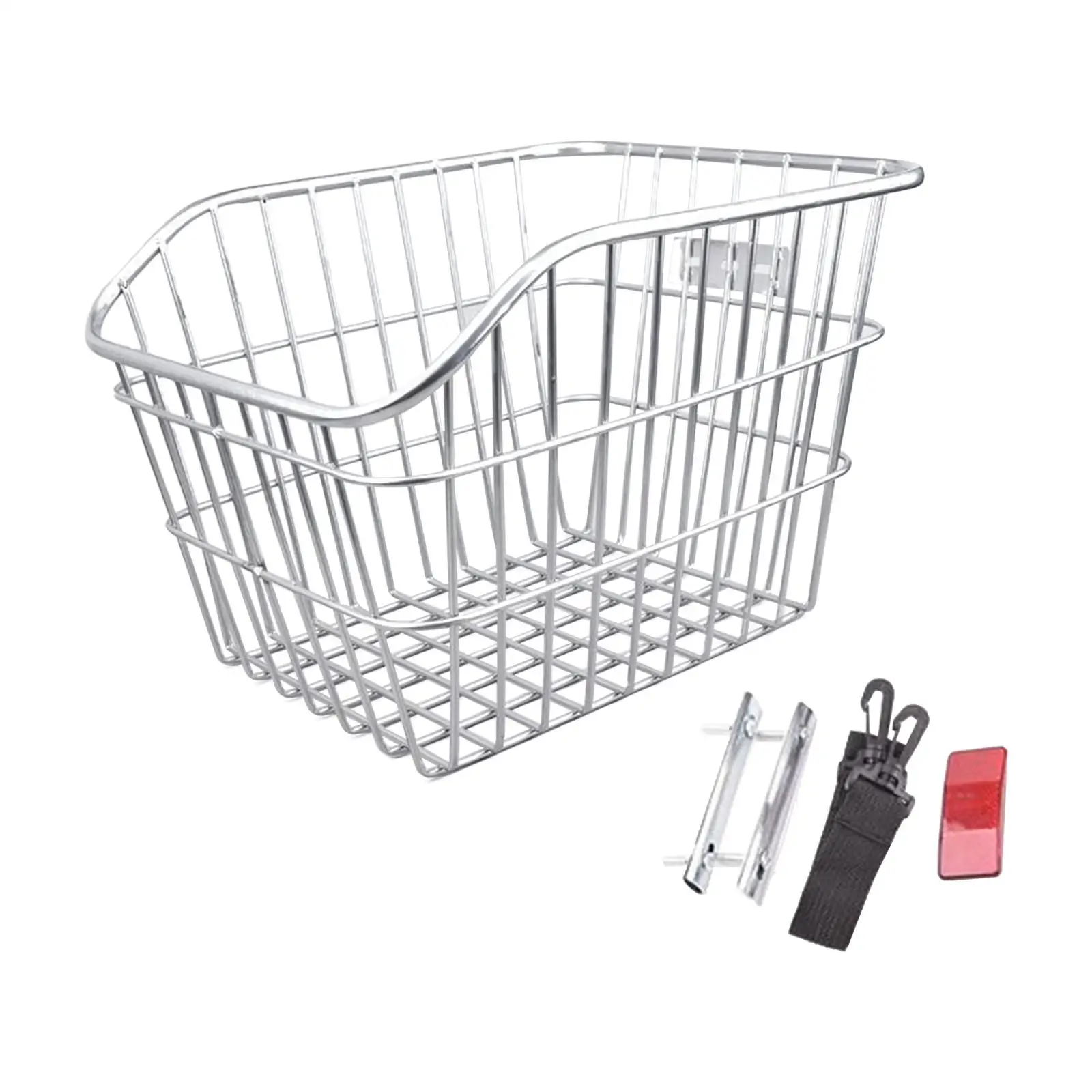 Bike Rear Basket Silver Storage Iron Wire Lightweight Cycling Rack Basket for