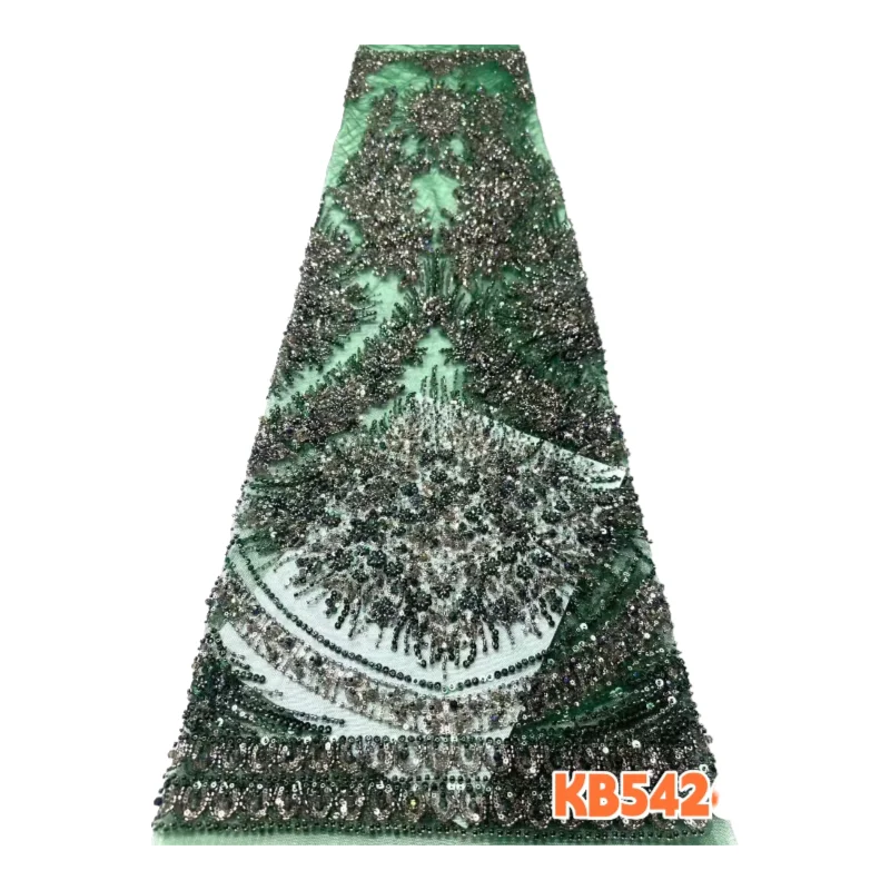 

1 ярд французской сетки с пайетками, бисером и кружевом цвета магента, роскошная ткань из Дубая 2026, эластичная сетка с пайетками для платьев, кружево для шитья KB5426