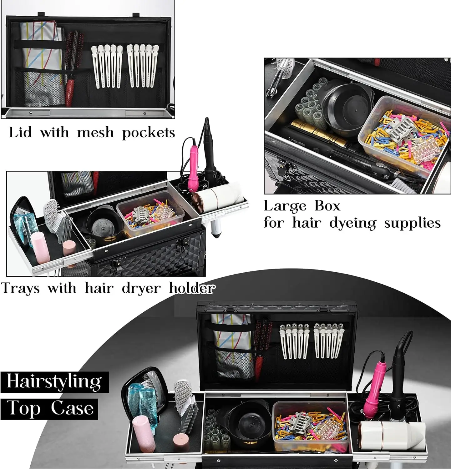 Professional Makeup Trolley Case Hairdressing Large Capacity Rolling Cosmetic Organizer For Hairstylists And Artists Barber