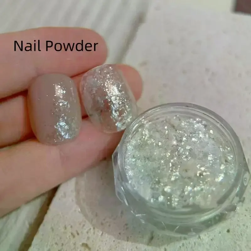 High-Quality Snow Powder Ultra-Thin Nail Flakes Fine Shimmer Opal Glitter Material Transparent Silver Nail Art Decorations