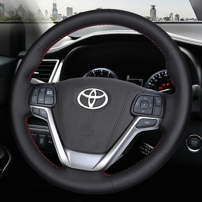 Custom Car Steering Wheel Cover 100% Fit For Toyota Highlander 2014 2015 2016 2017-2019 Auto Interior Accessories Steering Wrap