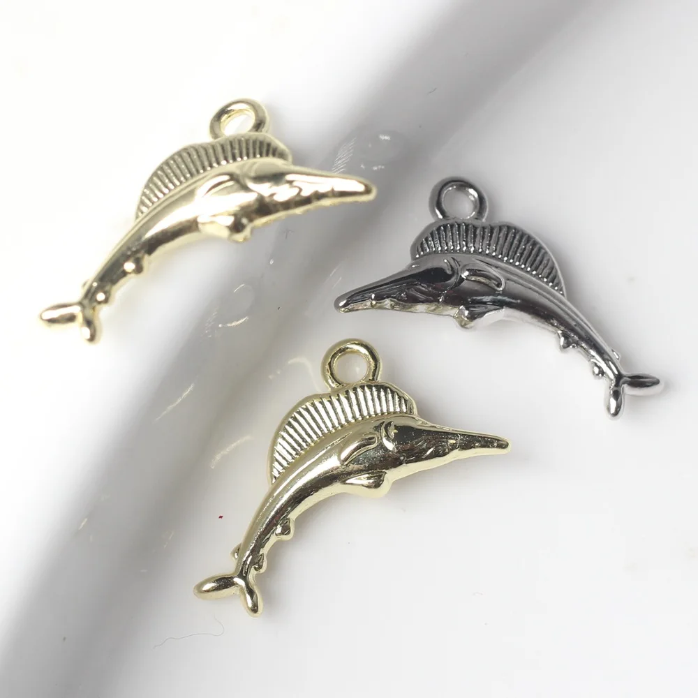 10Pcs Fashionable Dolphin Fish Charms Alloy Pendent For Phone Bag Keychain Earrings DIY Crafts Jewelry Make