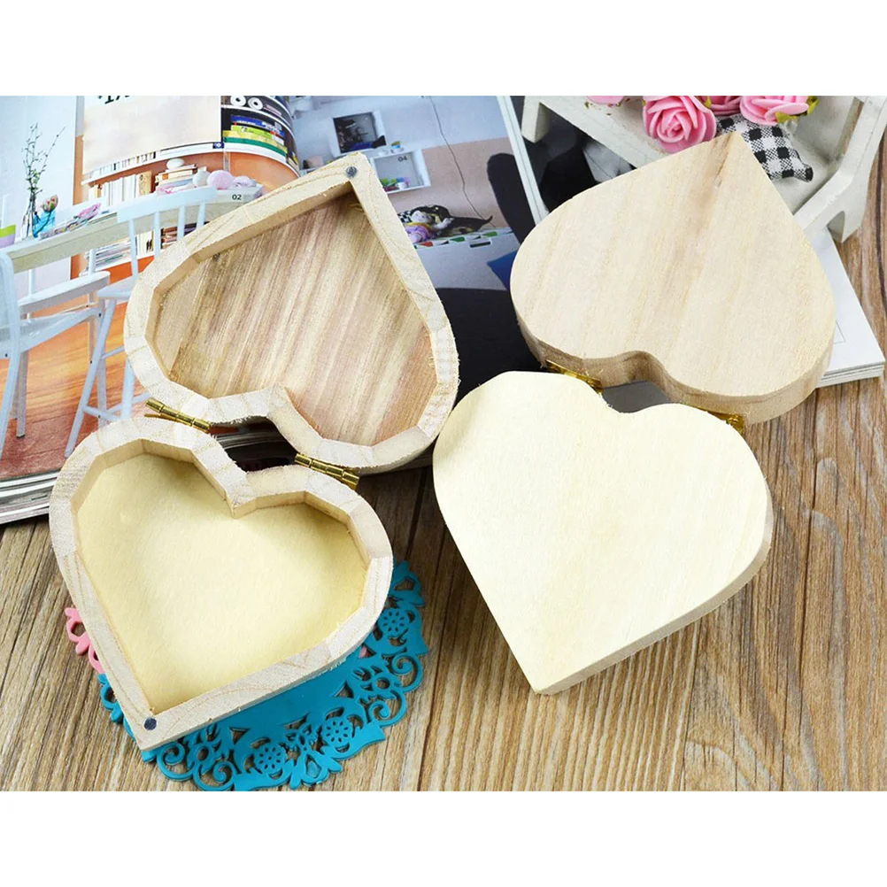 

Wooden Heart Shaped Storage Case Small Size Premium Wood Material Jewelry Organizer Wooden Box Home Office Decor