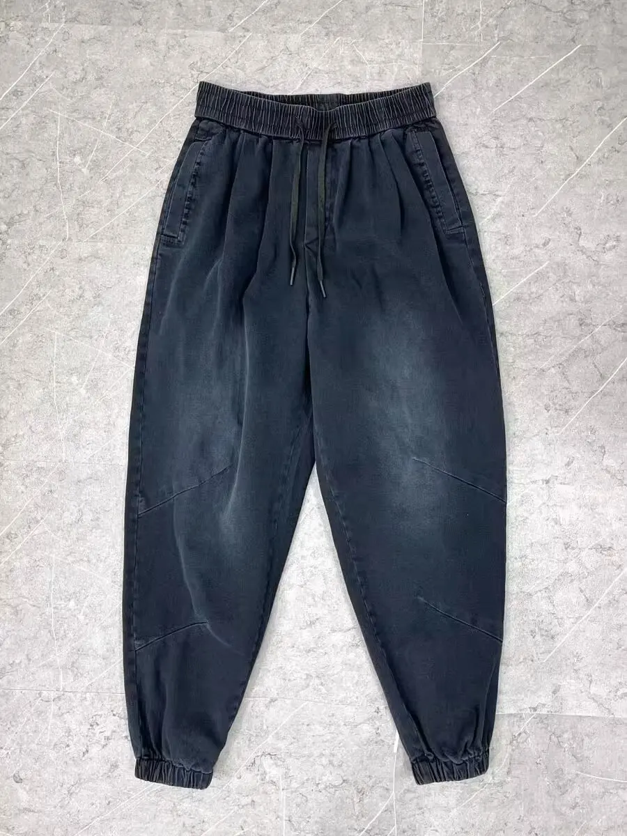 Pantalones bombachos de moda Harajuku para hombre, jeans Cargo estampados Vintage, cintura elástica, pantalones holgados, ropa de calle Hip Hop