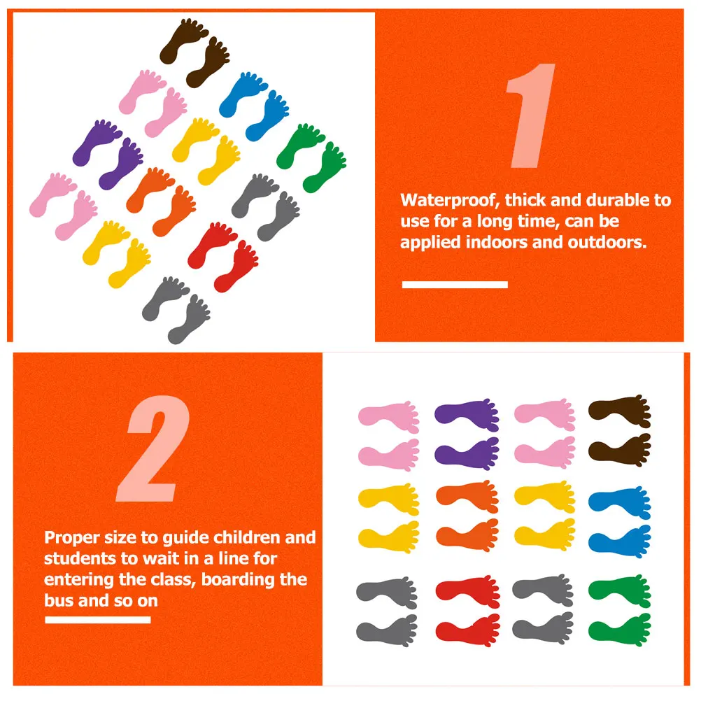 

Footprint Stickers for Floor 12 Pairs Kids Classroom Markers PVC Material Social Distance Floor Decals Vinyl Stickers