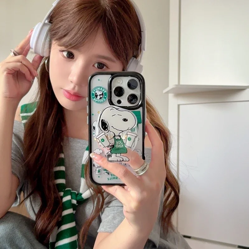 لطيف الكرتون سنوبي تشارلي براون حامل مغناطيسي Magsafe شحن لاسلكي جراب هاتف آيفون 17 16 15 14 13 برو ماكس غطاء