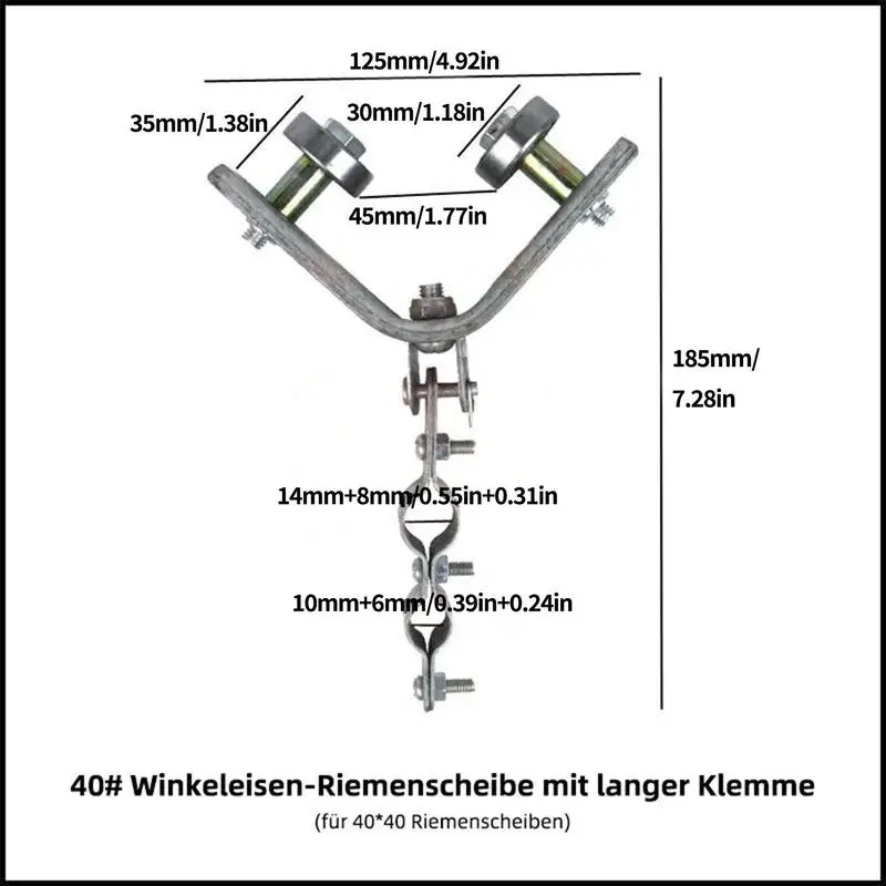 Angle Iron Pulley Crane Bearing Wheel Lifting Ring Type Suspension Pulley 40/50 Triangle Steel/Angle Iron Cable Pulley