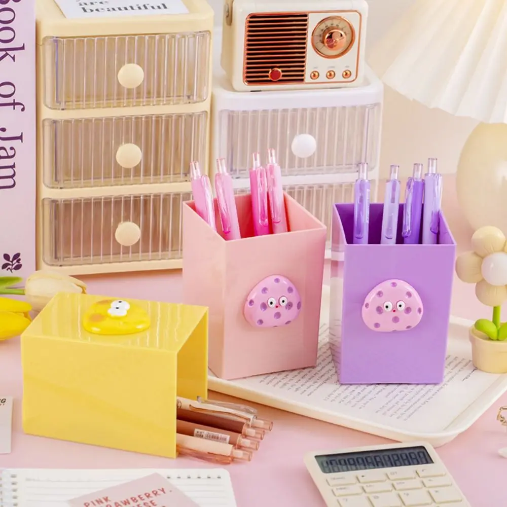 Large-capacity Cute Cheese Pen Holder Candy Color Multifunctional Funny Pencil Container Durable Tabletop Storage