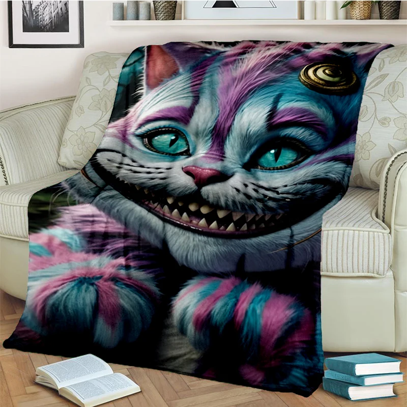 2025 New Cheshire Cat Alice Cartoon Disney Soft Flannel Blanket,Throw Blanket Comfortable Blanket for Beds Sofa Home Bedroom Kid