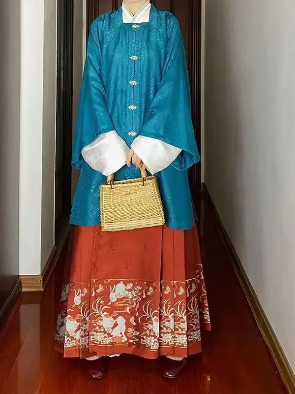 Retro Skirt Chinese Style Cosplay Costume Ming Dynasty Printed Horse Face Skirt Hanfu New Chinese Mid Length Antique Dress