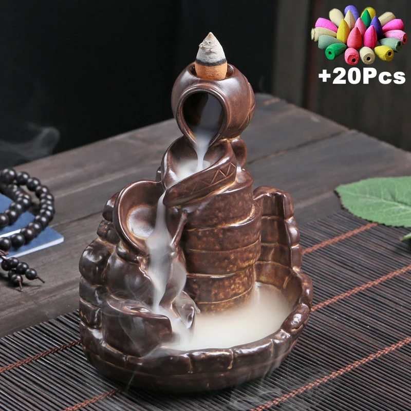 Incense Cones Quiet Space Therapy Mountain Flowing Water Backflow Zen Tea Room Yoga House Decor