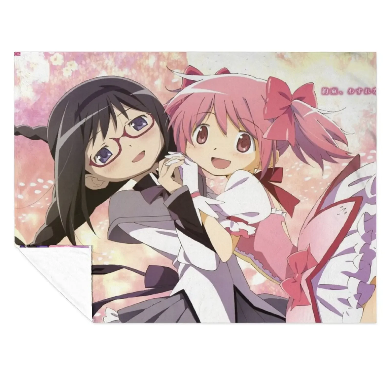 

madoka magica madoka and homura Throw Blanket bed plaid For Decorative Sofa For Sofa Thin Soft Blankets