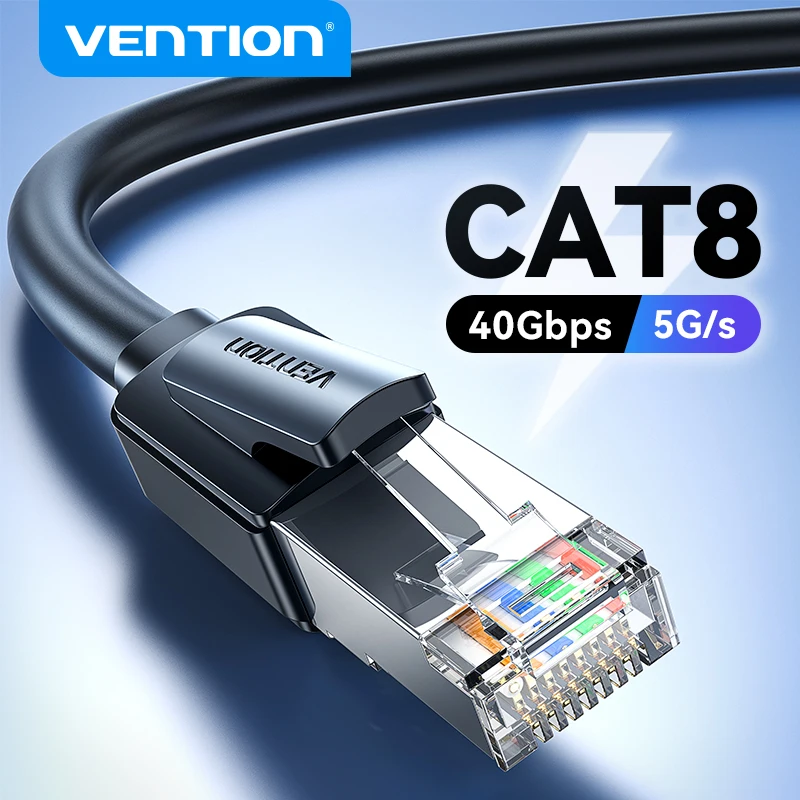 Vention CAT8 Ethernet Cable 40Gbps 2000MHz CAT 8 Networking High Speed Internet Lan Cord for PC Laptops PS5 4 Router RJ45 Cable