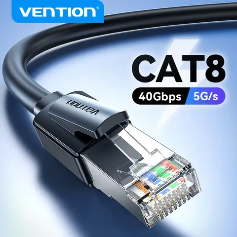 Vention CAT8 이더넷 케이블 40Gbps 2000MHz CAT 8 네트워킹 PC 노트북 용 고속 인터넷 Lan 코드 PS5 4 라우터 RJ45 케이블
