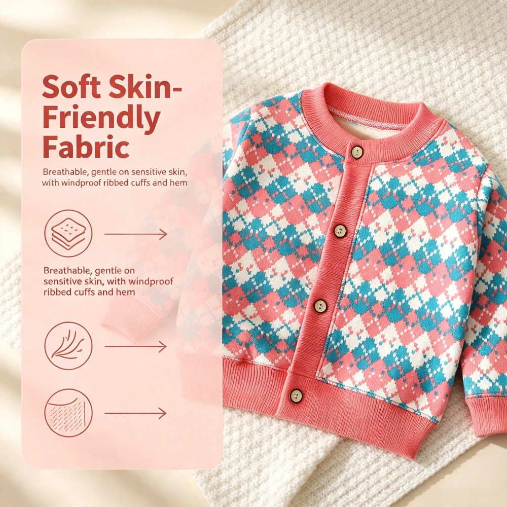 Infant Button Up Knit Sweater Cardigan Cartoon Bear Floral Print Toddler Boys Girls Long Sleeve Casual Outerwear