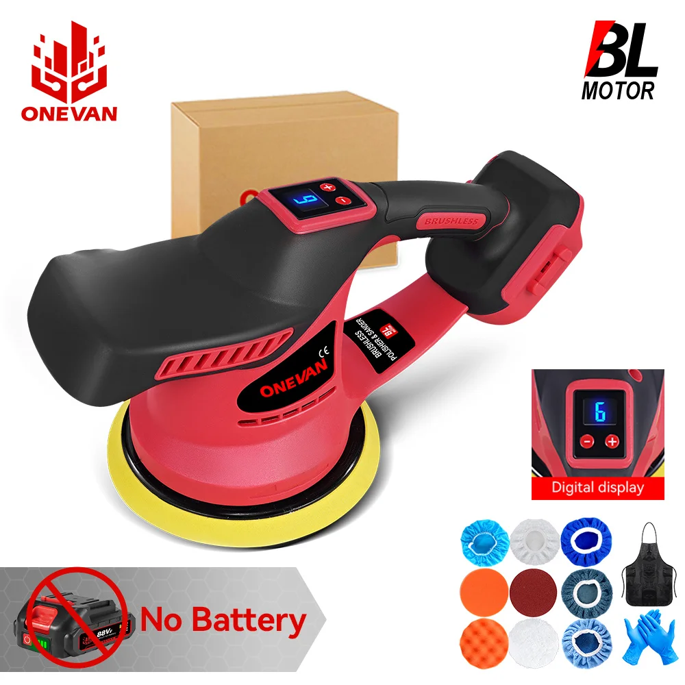 

ONEVAN 2000W Brushless Electric Polisher Cordless portable Rechargeable Car Waxing Polishing Power Tools For Makita Battery Pin