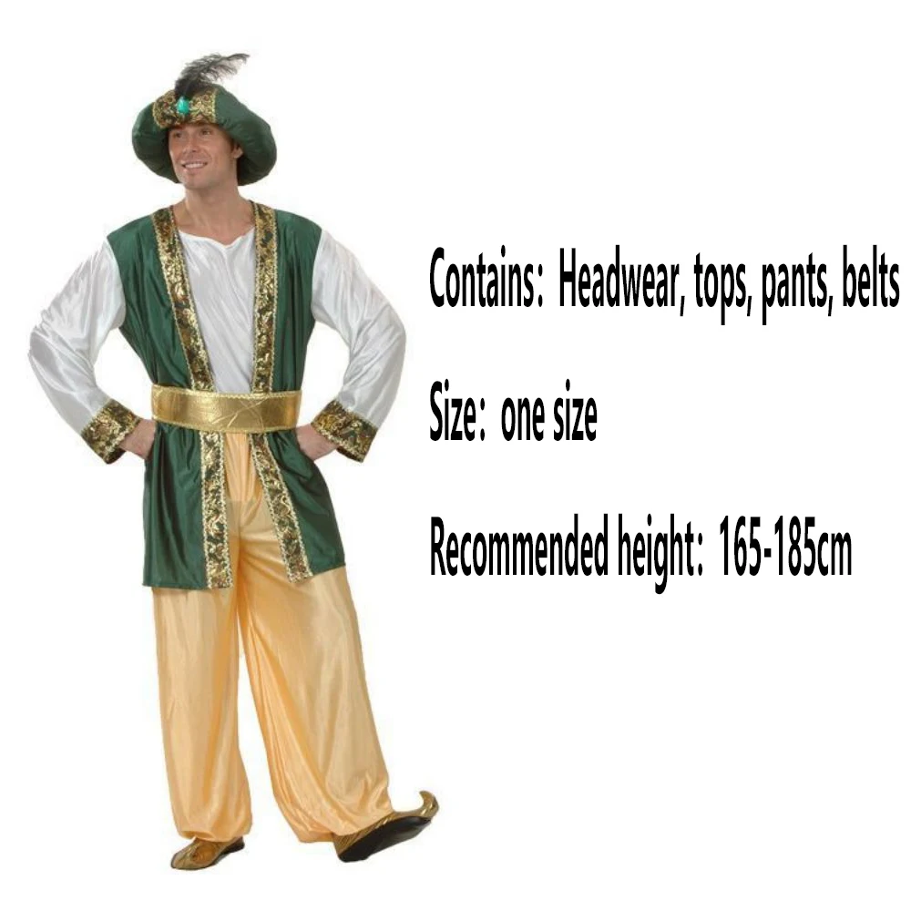 2023 New Halloween Adult Men and Women Cos Arabic Costume Indian Aladdin Middle East Local Tyrant Costume Shepherd Clothes