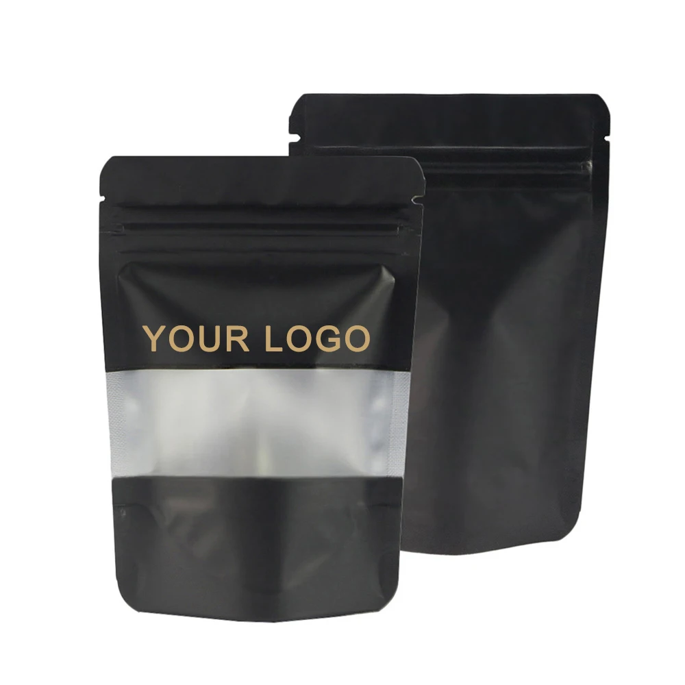 

Customized Logo Printed Zipper Lock Stand Up Pouches , Smell Proof Heat Sealing Matte Sachet Aluminum Foil Mylar Package Bags