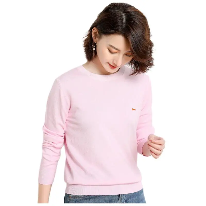 Hot brand Spring Casual Women Sweater Pullovers O-Neck Cashmere Solid Harmont Long Sleeve Embroidery Soft Blaine Sweaters