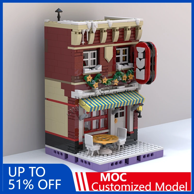 

779 PCS City Street Scene Yum's Cafe And Sweet Shoppe MOC Customize Modular Building Block Creative DIY Birthday Toy Gift