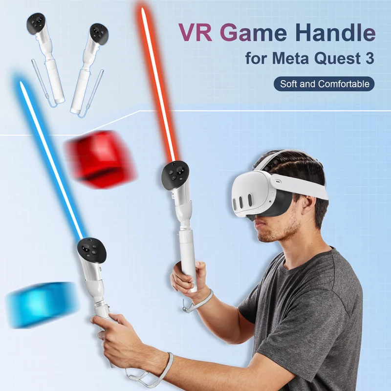 DEVASO VR Game Extension Handle Controller Grips for Meta Quest 3 Accessories Playing VR Games More Immersive