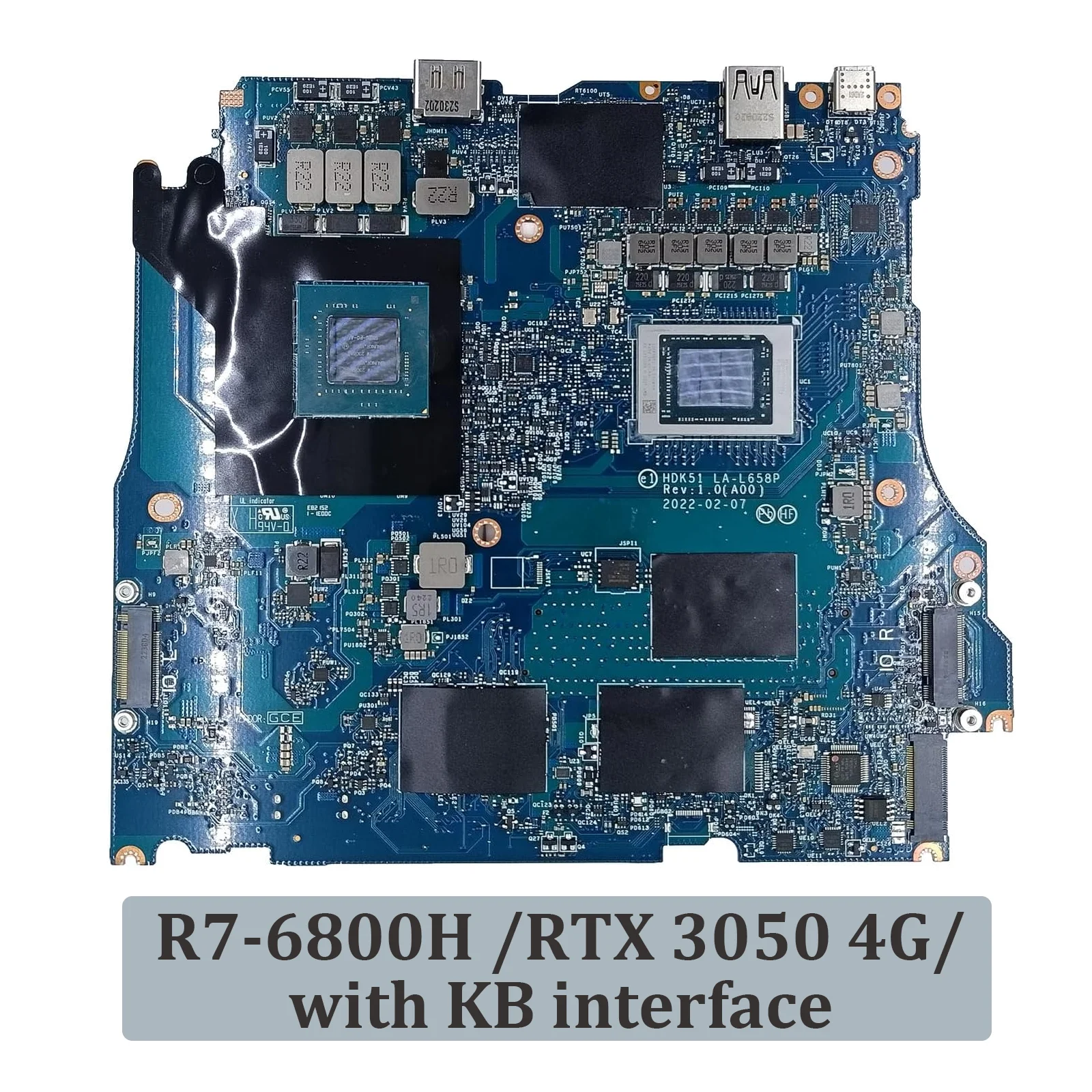 

067YYX 67YYX для ноутбука Dell G15 5525, материнская плата HDDK51 LA-L658P R7-6800H RTX 3050 4 ГБ с интерфейсом для клавиатуры