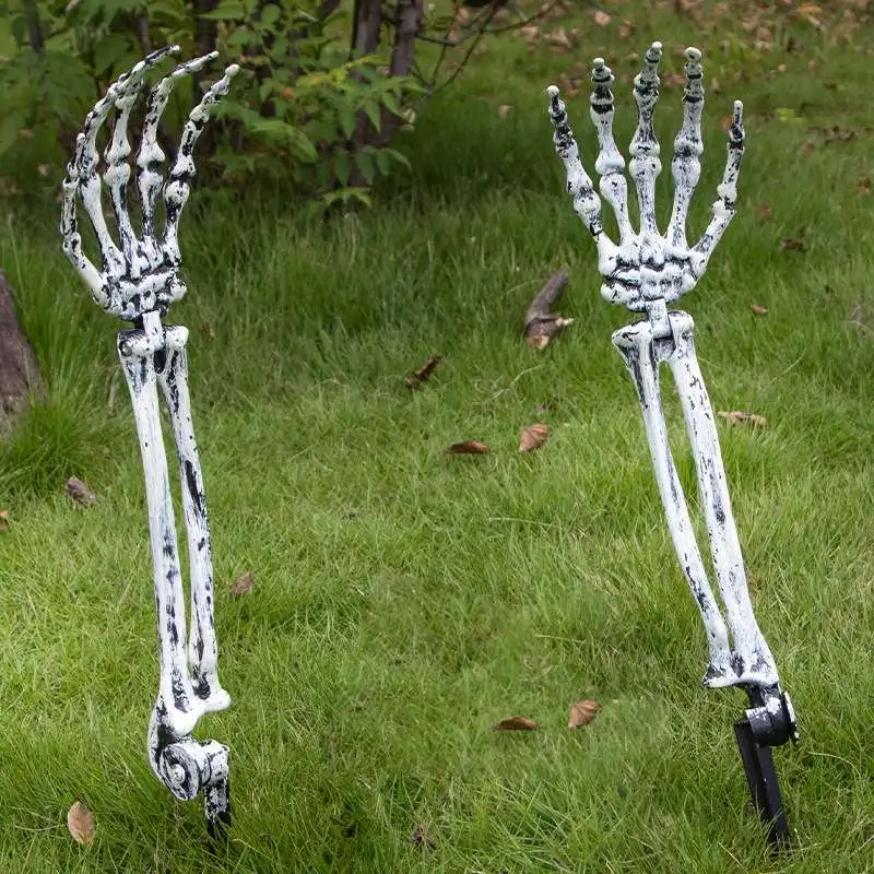 Halloween Realistische Totenkopf-Knochen Feiertagsdekoration Requisiten für Haus, Garten, Rasen, Party, Gruseliger Hof, Horror-Skelettarm, Grusel-Requisite – Detail 9