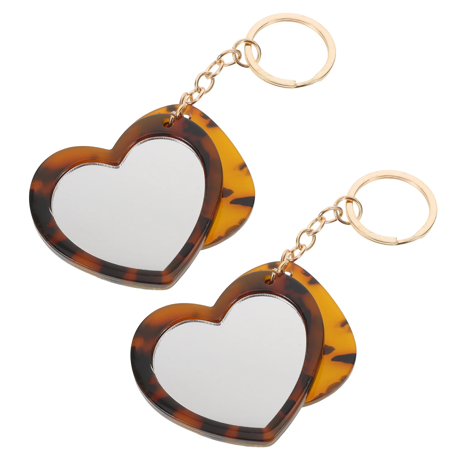 

2Sets Mirror Comb Keychain: Heart-Shaped Portable Pocket Makeup Mirror for Purse Handbag Cute Gift for Girls Daily Travel Needs