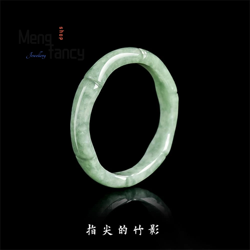 

Натуральный жадеит класса А, бамбуковое соединение, трехмерное нефритовое кольцо с непрерывной посадкой, изысканная пара, роскошное качество, модные украшения