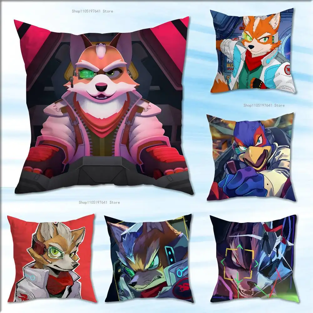 S-Star Game Fox Pillow Case Plush Pillow Cases Home Decoration Pillow Cover for Sofa Bed Chair Living Room