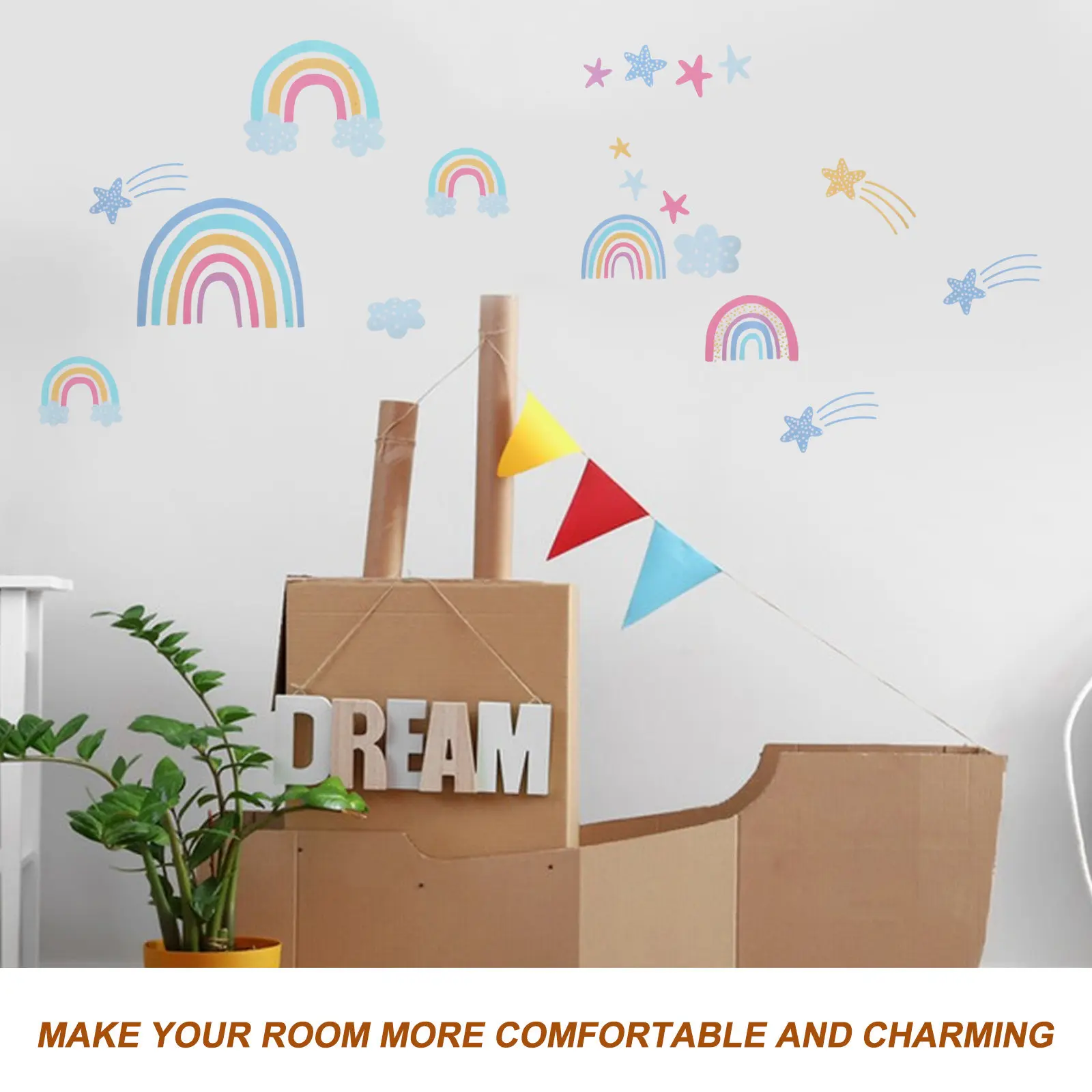 

1pcs Night Luminous Wall Stickers Glow In Dark Diy Ceiling Decals For Room Bedroom Rainbow Decor Home Decorative