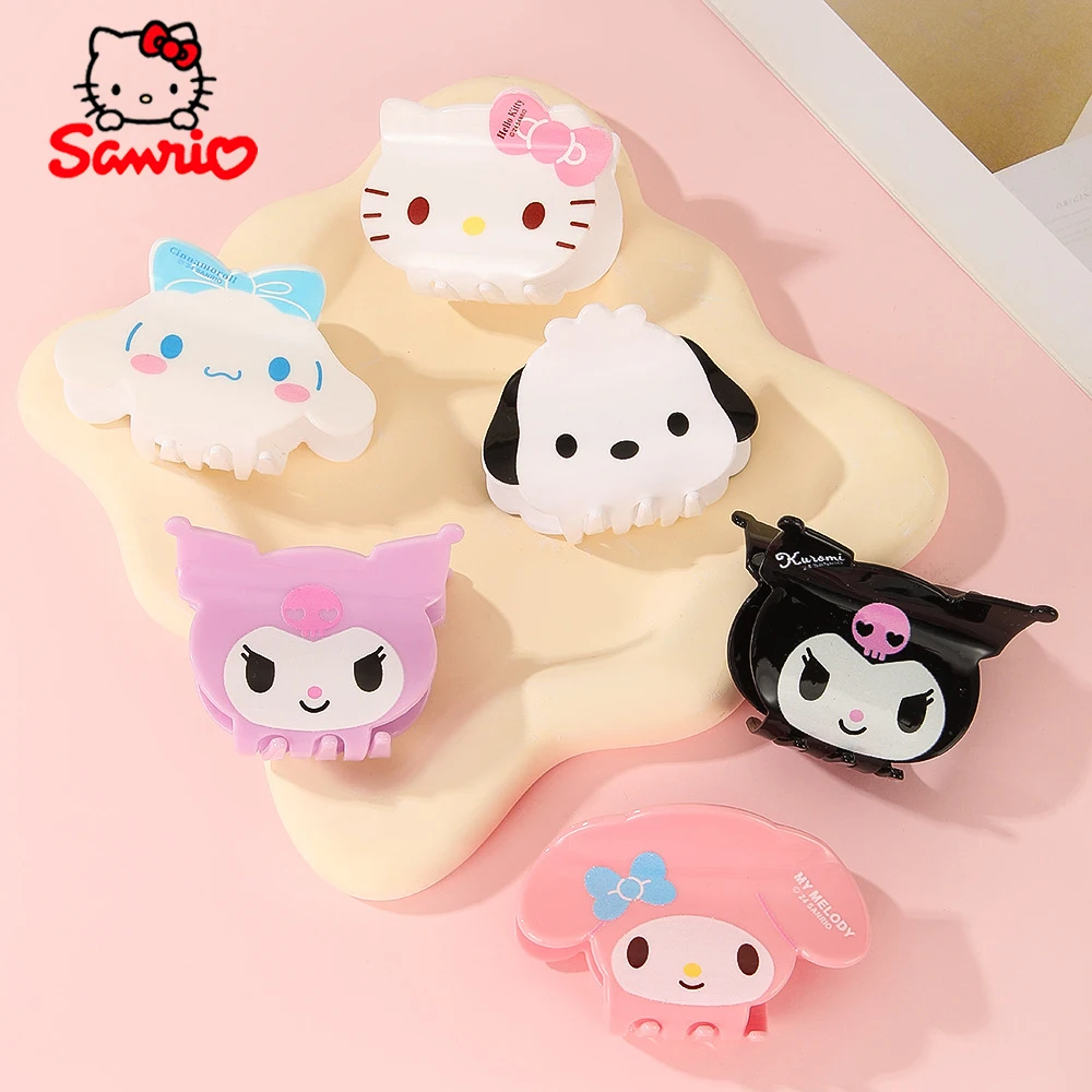 Заколка для волос Sanrio с когтями, милая заколка для волос в виде маленькой акулы, HelloKitty Cinnamoroll My Melody Pochacco, аксессуар с когтями на затылке
