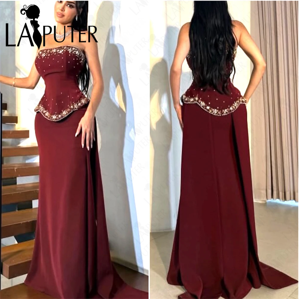 

Бордовый корсет, платья для выпускного вечера, лиф из бисера, вечернее платье русалки с кристаллами на талии, винтажное элегантное женское вечернее платье на бретелях