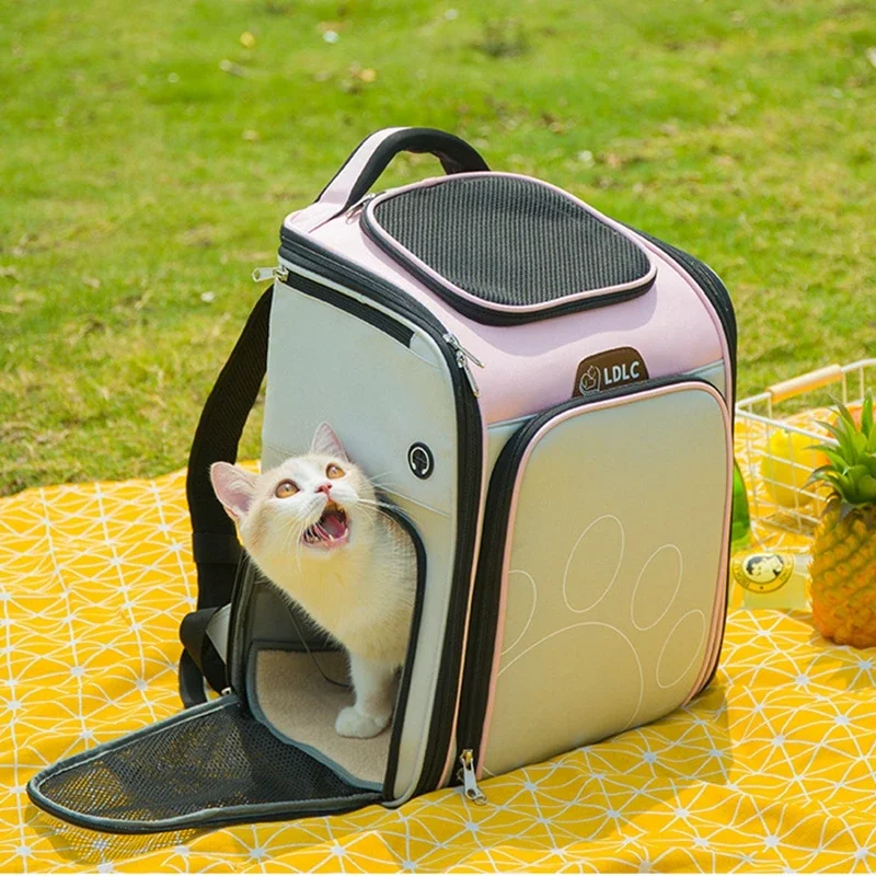 Pet supplies Portable breathable Expanding Shoulder Dog Oxford Cloth Outgoing Bag Large Capacity Cat Bag Portable Pet Backpack