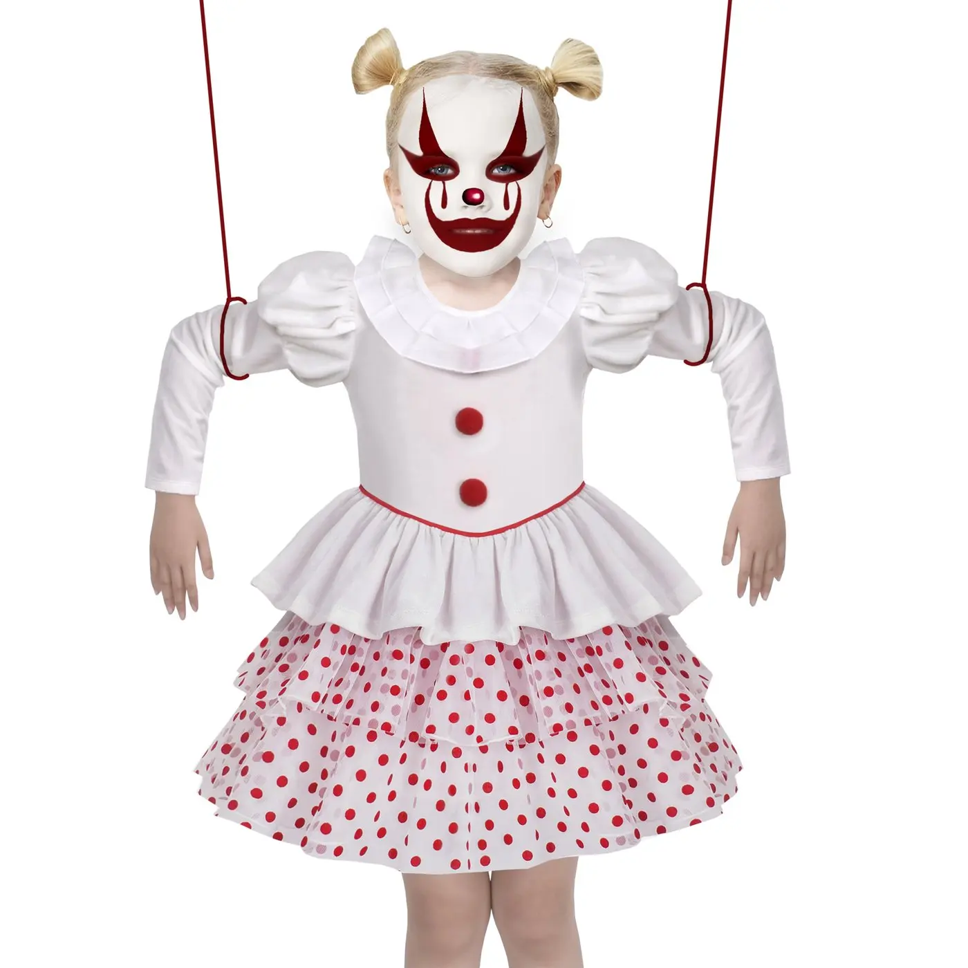 Girls Dress 2-in-1 Christmas Ruffle Polka Dot long Sleeve Clown Set