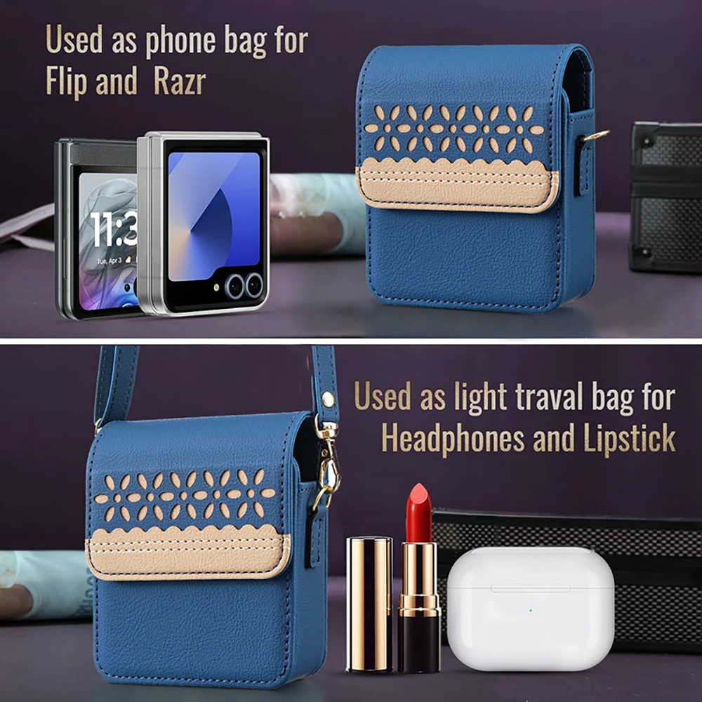 

For Motorola Razr 60 Ultra Case Crossbody Universal Leather Card Pouch Bag Funda Moto Razr 50 40 Ultra Case Razr Plus 2025 Cover