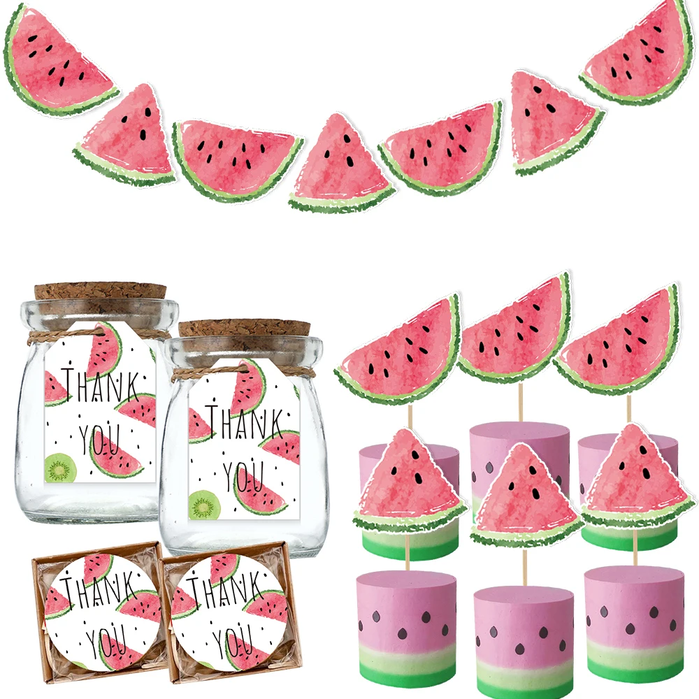 1 confezione anguria stoviglie usa e getta piatti di carta Cake Toppers per l\'estate WatermelonPool forniture per la decorazione della festa di