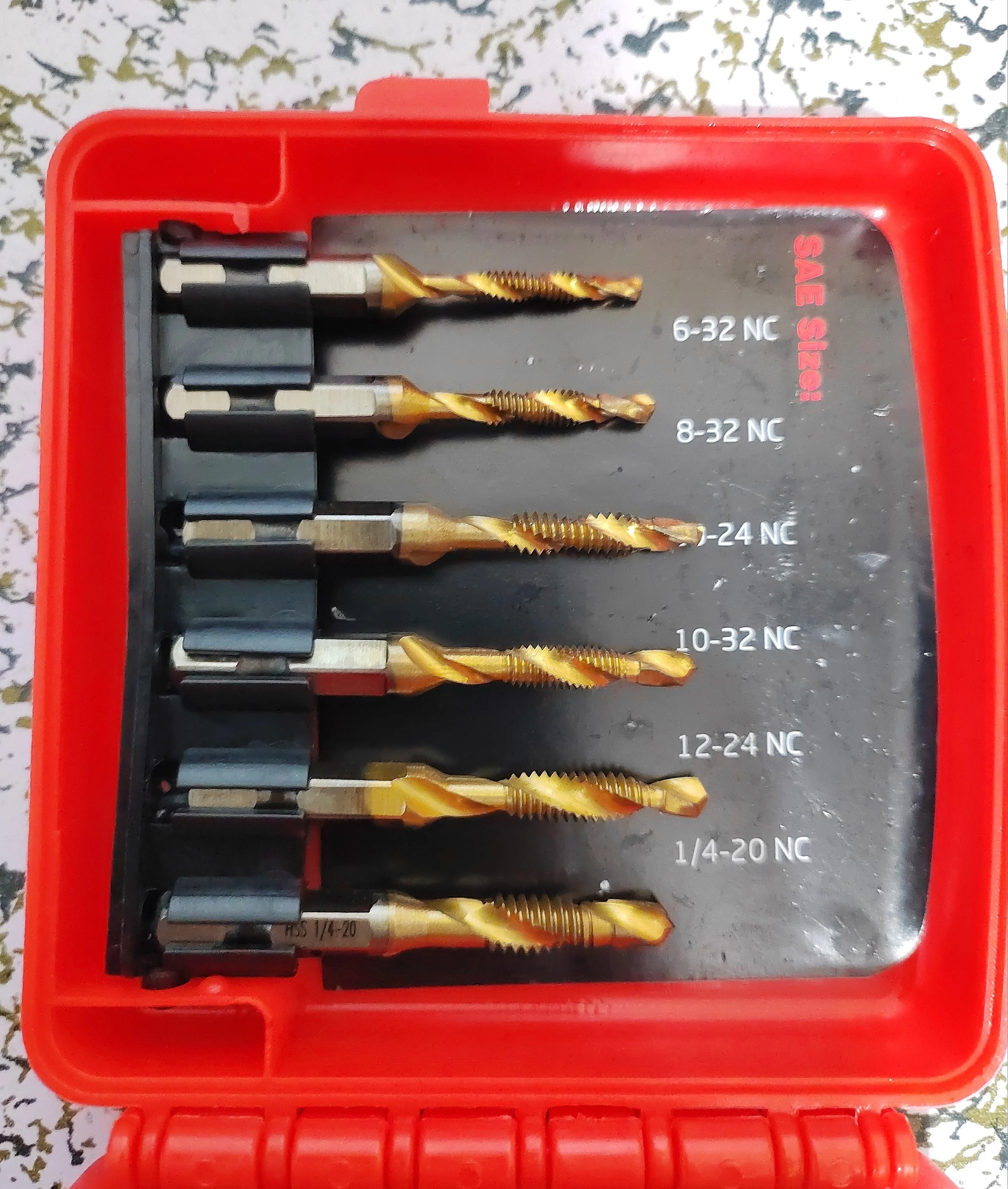 12 piece set of metric, British, and American hexagonal handle composite tap drilling and chamfering integrated composite tap