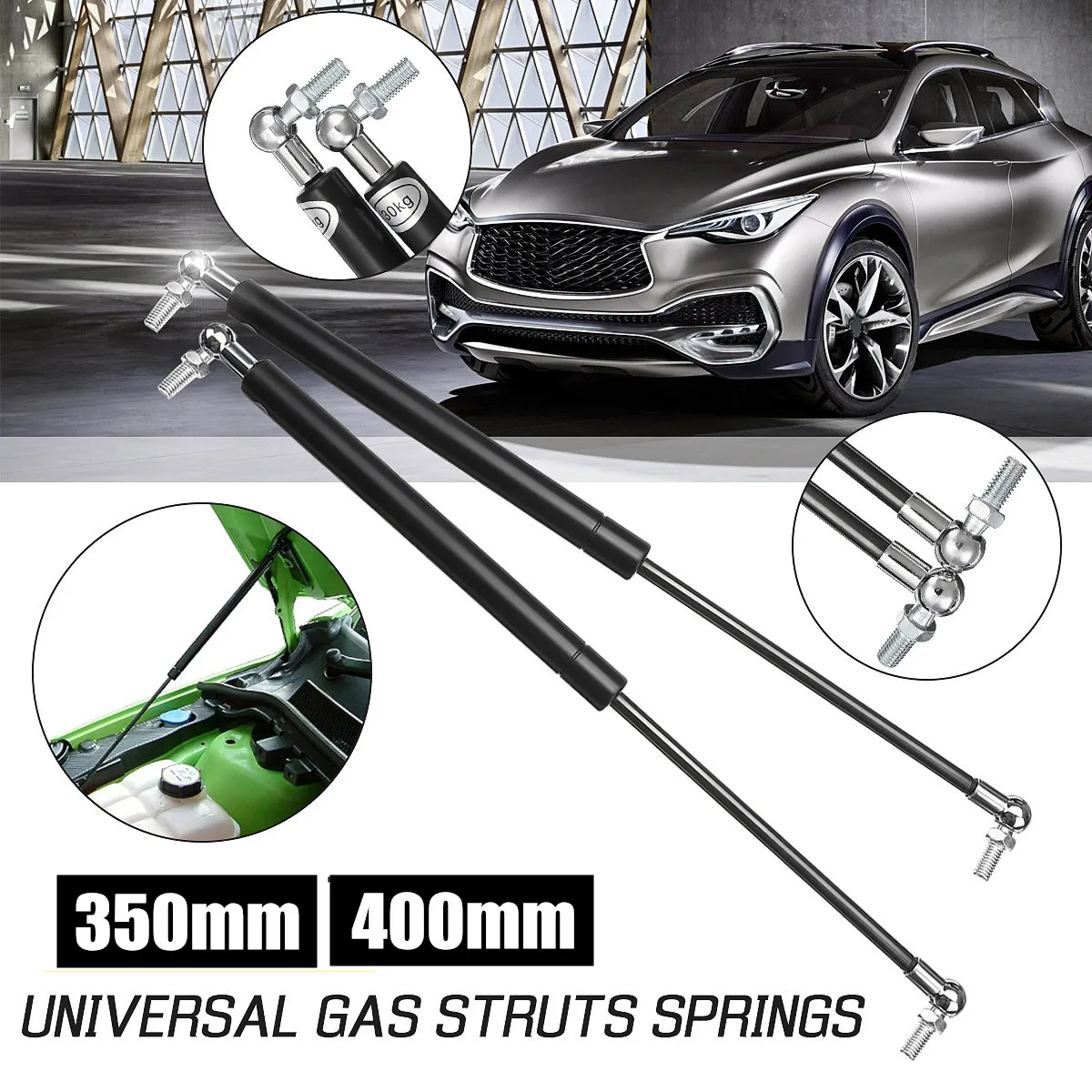 2X 350mm 400mm 300N Car Struts Front Bonnet Hood Rear Trunk Tailgate Boot Shock Lift Strut Support Bar Gas Spring Bus RV