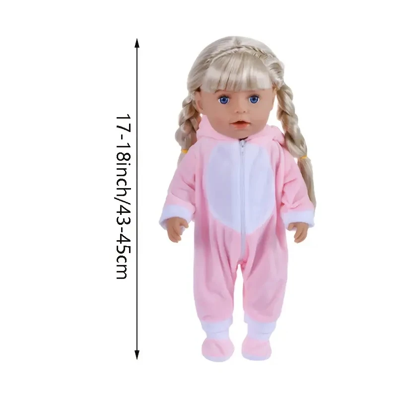 Tenues de poupée de 45cm pour poupées de 18 pouces, combinaisons pour bébé né, barboteuse mignonne, costume + chaussures, vêtements chauds sur une poupée, cadeau d'anniversaire pour bébé