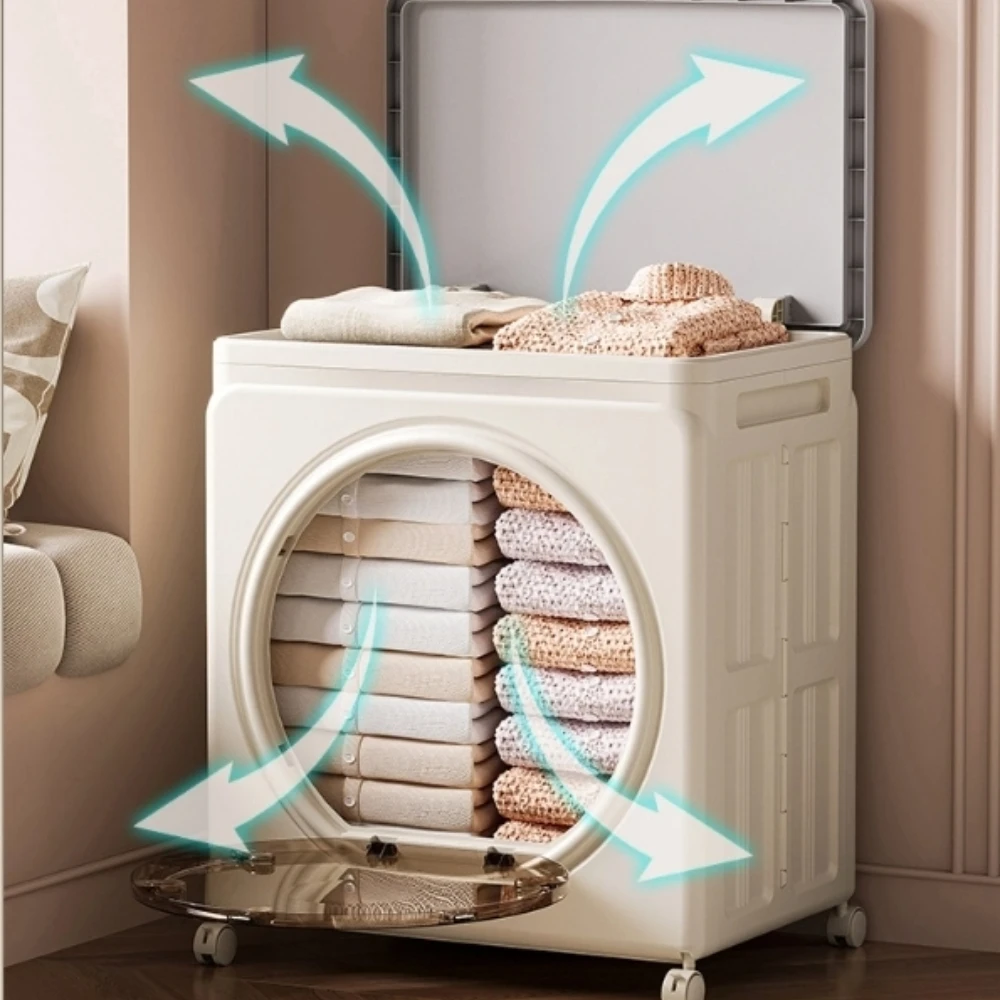 

Large capacity 360 degree rotating plastic storage box, foldable wheeled bedroom bedside table, clothing ornament