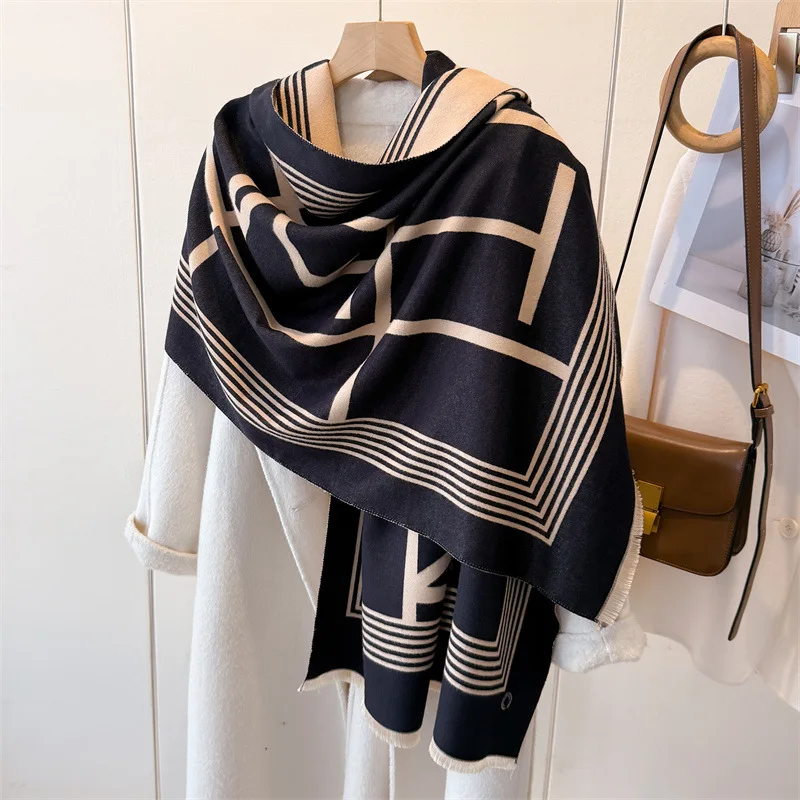 

Кашемировый шарф для женщин, толстое теплое зимнее одеяло, брендовая женская роскошная качественная шаль, накидка Bufanda 2025, пончо Echarpe, пашмина