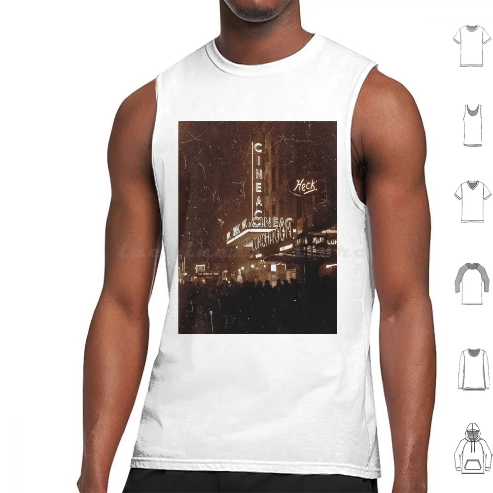 Cinema Tank Tops Print Cotton Cinema Big Screen Theater Production Vintage Retro Distressed Grunge Movies Film Premiere